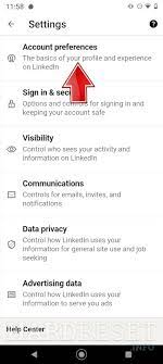 account preferences on linkedin